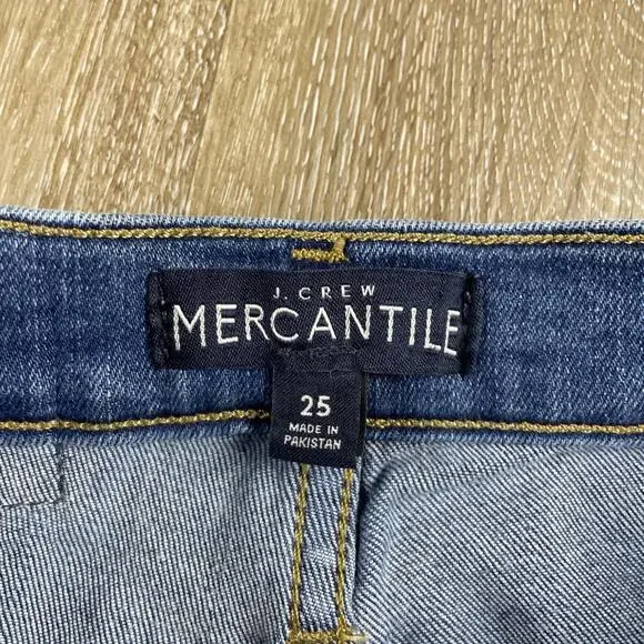 J. Crew Mercantile High Rise Straight Button Fly Jeans Women's 25 Destroyed Hem - Picture 8 of 10